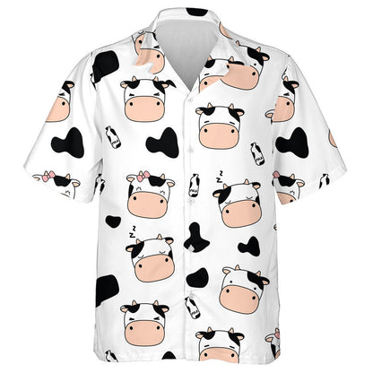 Cute Adorable Farm Cow And Milk Cartoon Doodle Hawaiian Shirt, Hawaiian Shirt Gift, Christmas Gift