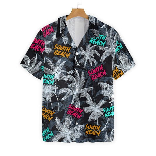 South Beach Coconut Tree Seamless Pattern Hawaiian Shirt,Hawaiian Shirt Gift, Christmas Gift