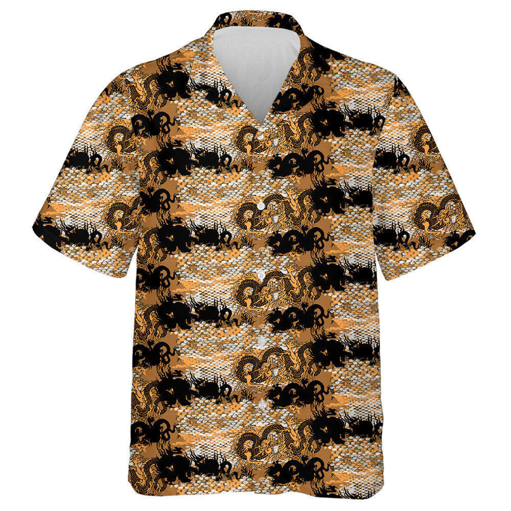 Vintage Chinese Snake Skin And Asian Dragons Hawaiian Shirt, Hawaiian Shirt Gift, Christmas Gift