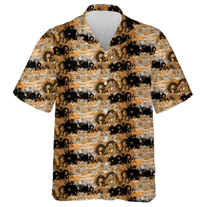 Vintage Chinese Snake Skin And Asian Dragons Hawaiian Shirt, Hawaiian Shirt Gift, Christmas Gift