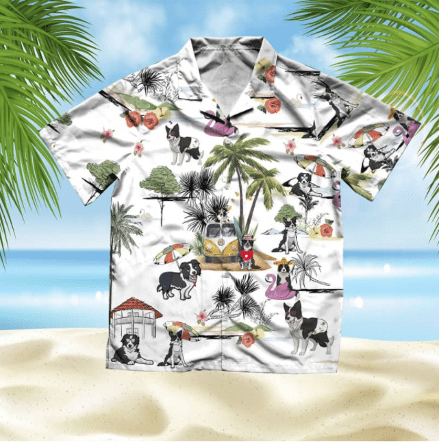 Border Collie Beach Style Pretty Ornamental Hawaiian Shirt,Hawaiian Shirt Gift, Christmas Gift