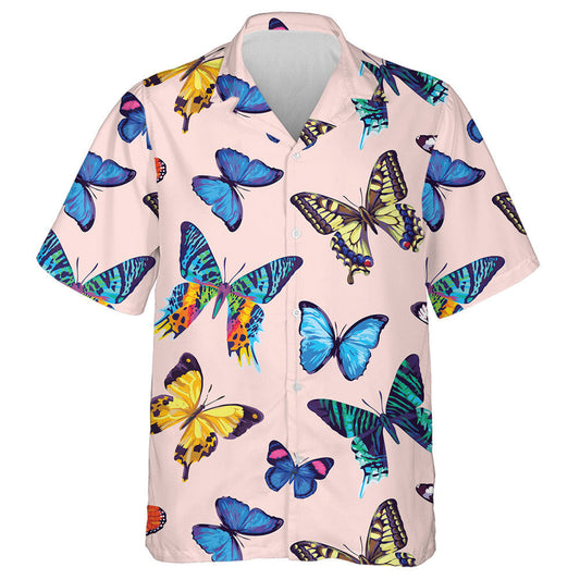 I Love Watercolor Butterfly In Vintage Style Hawaiian Shirt, Hawaiian Shirt Gift, Christmas Gift