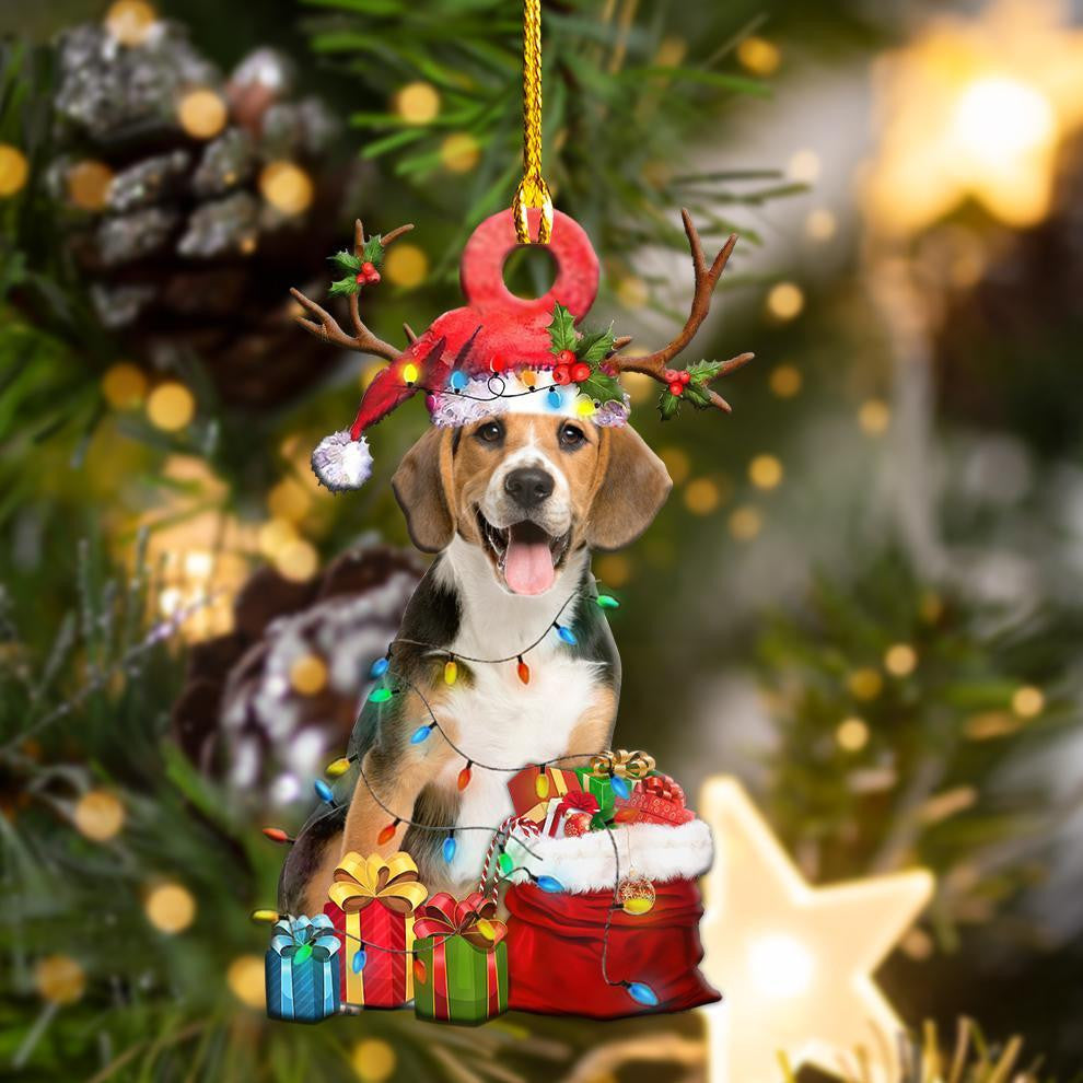 Beagle Christmas Shape Christmas Plastic Hanging Ornament, Christmas Ornament Gift, Christmas Gift, Christmas Decoration