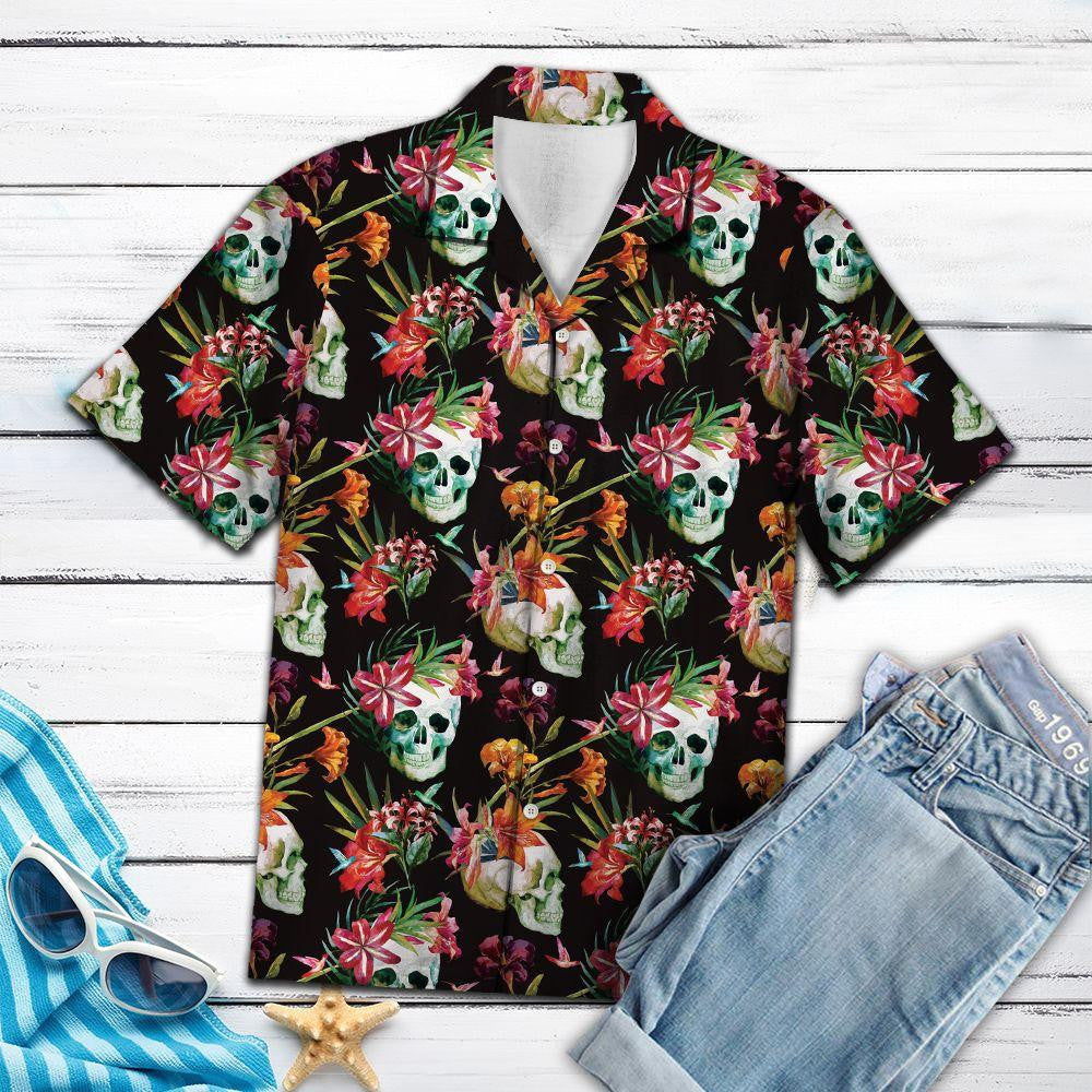 Funny Skull Into Tropical Jungle Design Hawaiian Shirt,Hawaiian Shirt Gift, Christmas Gift