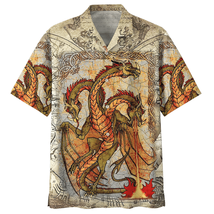 Three Headed Dragon Tattoo Ornamental Hawaiian Shirt_,Hawaiian Shirt Gift, Christmas Gift