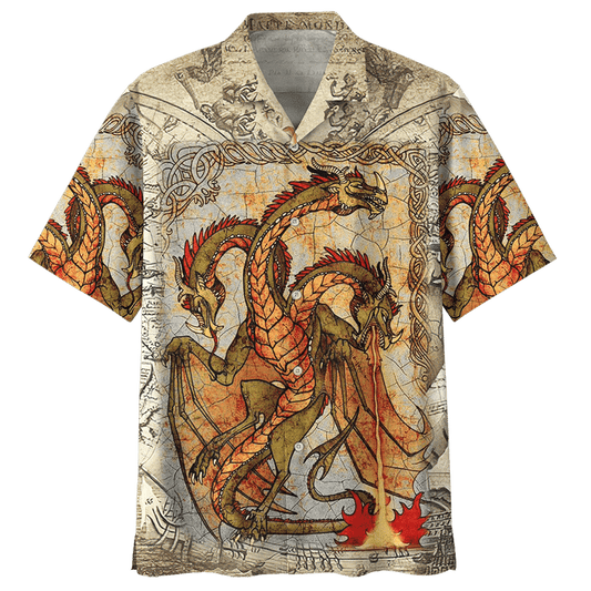 Three Headed Dragon Tattoo Ornamental Hawaiian Shirt_,Hawaiian Shirt Gift, Christmas Gift