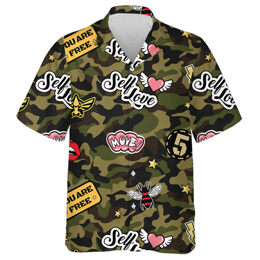 Greamáin Spreagtha Seanré Ar Phatrún Glas Camo Léine Haváís, Bronntanas Léine Haváíais, Bronntanas Nollag