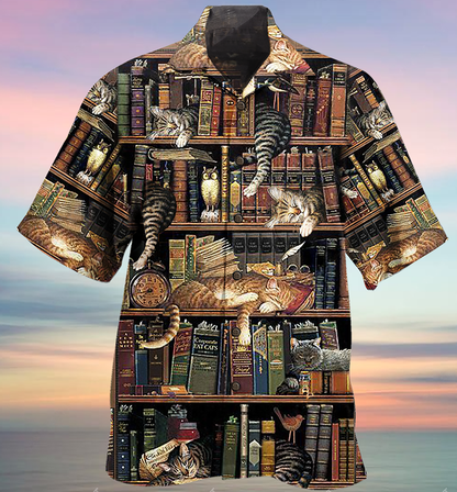 Book And Cat Sleep - Hawaiian Shirt,Hawaiian Shirt Gift, Christmas Gift