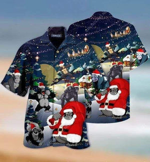 Christmas Spirit Funny Gorillas Santa With Bag Hawaiian Shirt, Hawaiian Shirt, Christmas Gift