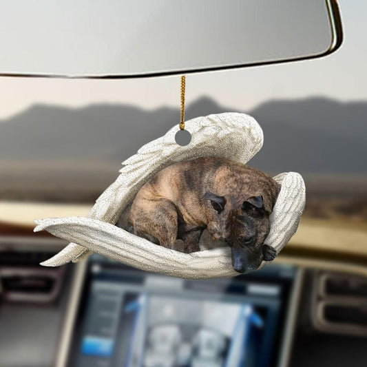 Brindle Staffy Sleeping Angel Ornament, Christmas Ornament Gift, Christmas Gift, Christmas Decoration