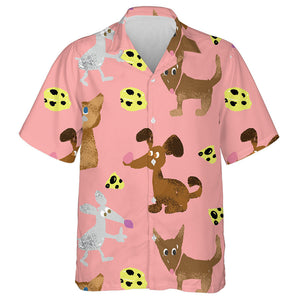 Adorable Dog And Cheese On Pink Background Hawaiian Shirt, Hawaiian Shirt Gift, Christmas Gift