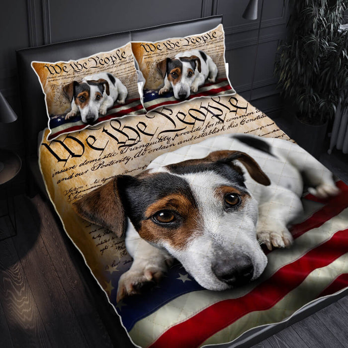 Jack Russell Terrier Dog Quilt Bedding Set American We The People Set Bedroom Set Bedlinen 3D,Bedding Christmas Gift,Bedding Set Christmas