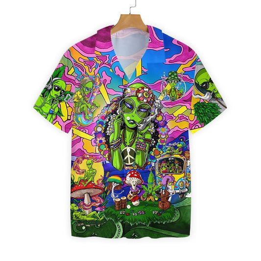 Hippie Alien Colorful Design Impressive Pattern Hawaiian Shirt,Hawaiian Shirt Gift, Christmas Gift