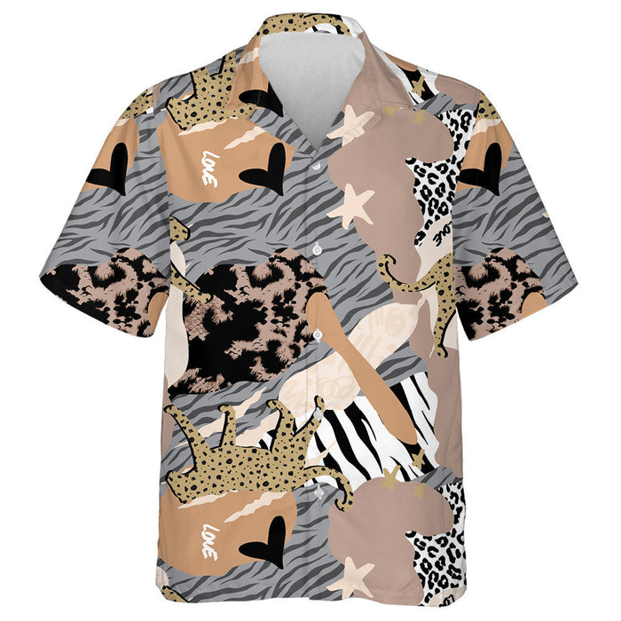 Abstract Animal Skins Leopards And Geometric Shapes Hawaiian Shirt, Hawaiian Shirt Gift, Christmas Gift