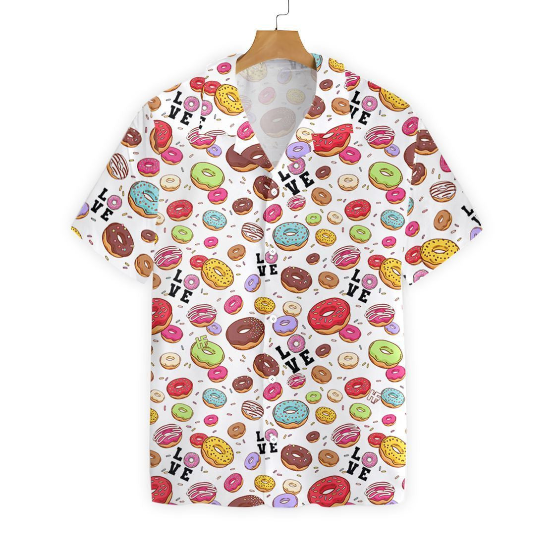 I Love Colorful Donut White Background Pattern Hawaiian Shirt, Hawaiian Shirt Gift, Christmas Gift