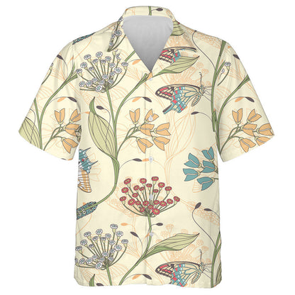 Féileacáin agus Bláthanna Lámhtharraingthe ar Chúlra Buí Léine Haváí, Bronntanas Léine Haváíais, Bronntanas Nollag