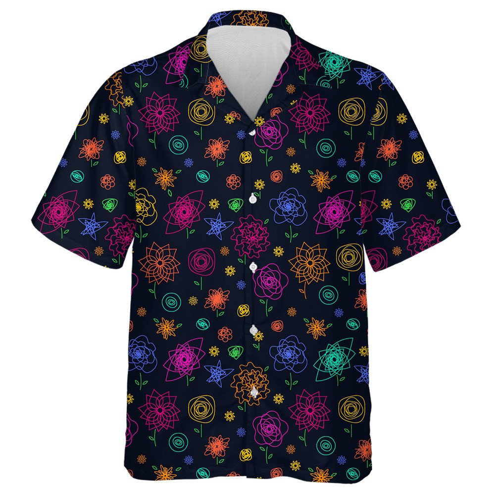 One-Line Closed Images Of Multicolor Sunflowers Hawaiian Shirt, Hawaiian Shirt Gift, Christmas Gift