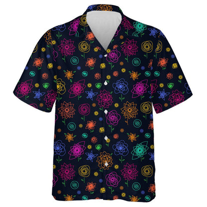 One-Line Closed Images Of Multicolor Sunflowers Hawaiian Shirt, Hawaiian Shirt Gift, Christmas Gift