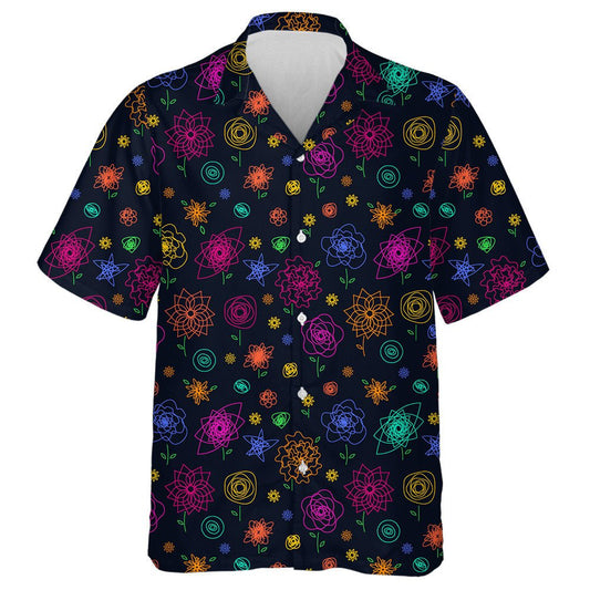 One-Line Closed Images Of Multicolor Sunflowers Hawaiian Shirt, Hawaiian Shirt Gift, Christmas Gift