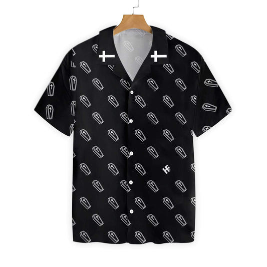 Seamless Coffin Black Goth Design Hawaiian Shirt,Hawaiian Shirt Gift, Christmas Gift