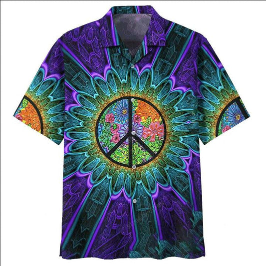 Hippie Peace Sunflower Psychedelic Hawaiian Shirt, Hawaiian For Gift