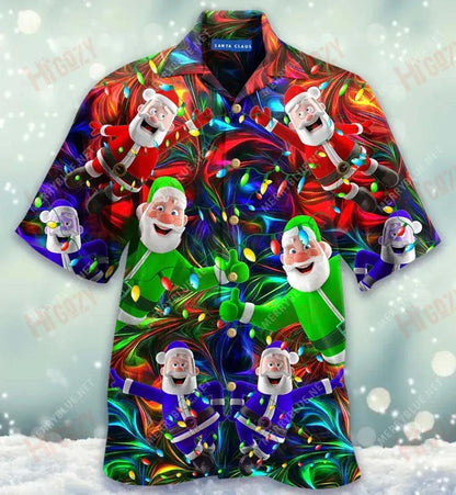 Christmas Santa Claus Stay Cool Short Short Sleeve Shirt Vacation Hawaiian T Shirts Custom Hawaiian Shirts Hawaiian Shirts For Women, Hawaiian Shirt Gift, Christmas Gift