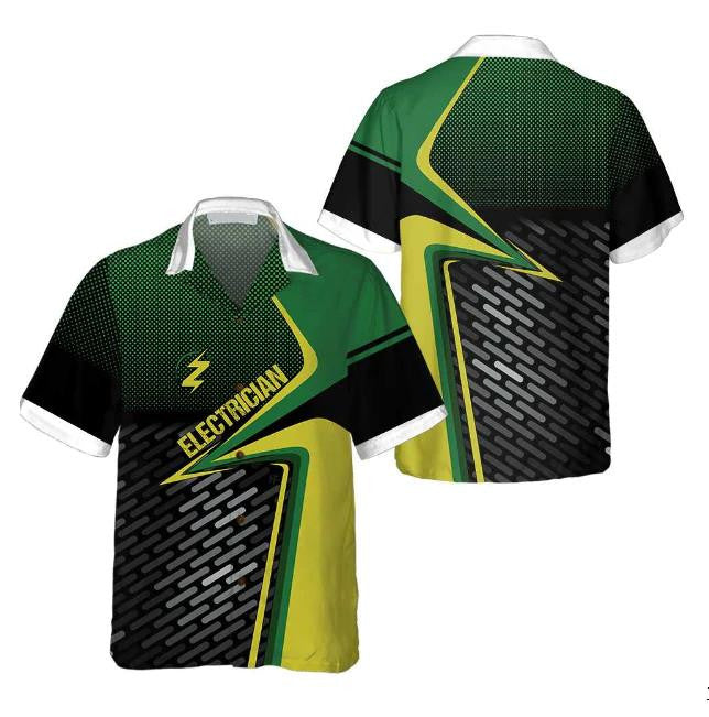 Electrician With Digital Pattern Hawaiian Shirt,Hawaiian Shirt Gift, Christmas Gift