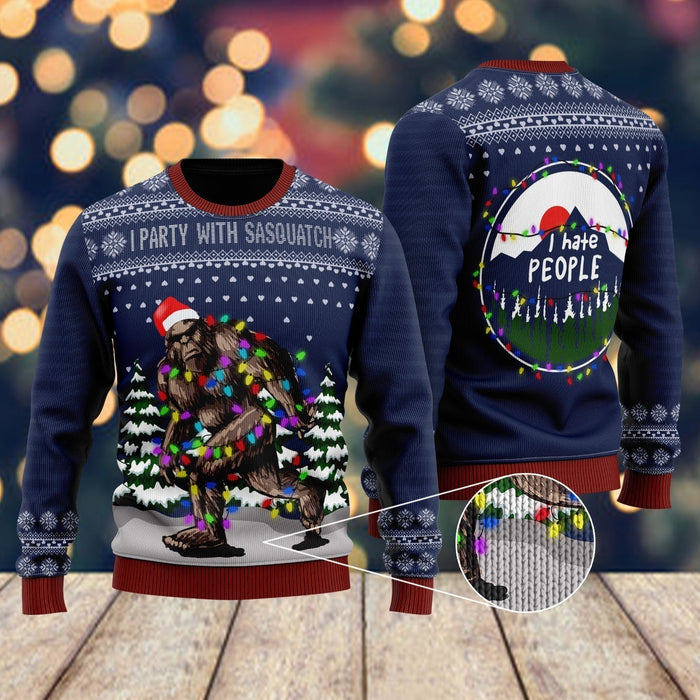 Christmas I Party With Sasquatch Camping Knitting Pattern Christmas Ugly Christmas Sweater, Christmas Ugly Sweater,Christmas Gift,Gift Christmas 2022