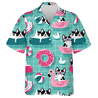 Cute Bulldog In A Swimming Pool Hawaiian Shirt,Hawaiian Shirt Gift, Christmas Gift