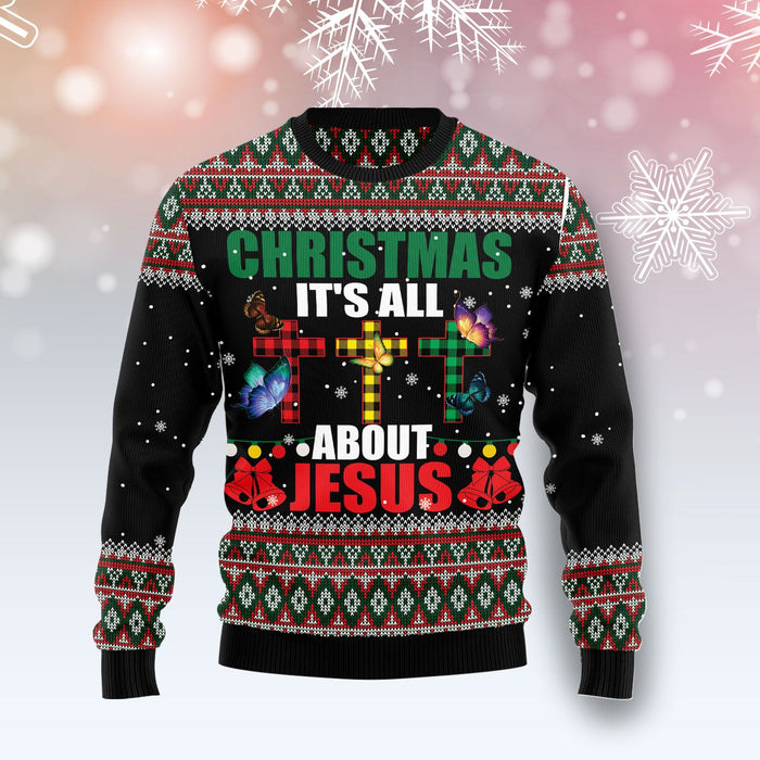 Butterfly All About Jesus Ugly Christmas Sweater, Christmas Ugly Sweater,Christmas Gift,Gift Christmas 2022