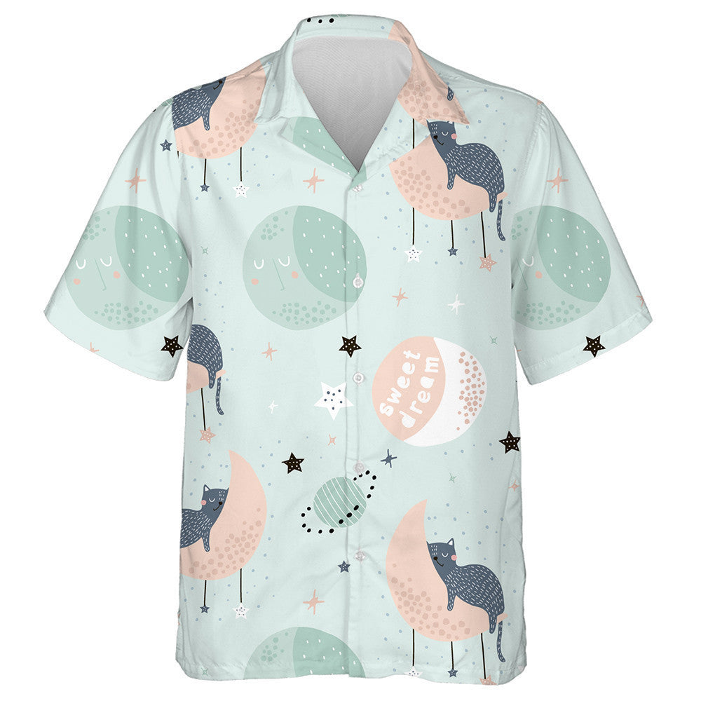 Cats On Moons And Starry Sky Aisling Sweet Léine Haváís, Bronntanas Léine Haváíais, Bronntanas Nollag