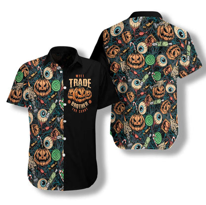 Black Background Vintage Halloween Scary Pumpkin Hawaiian Shirt, Hawaiian For Gift