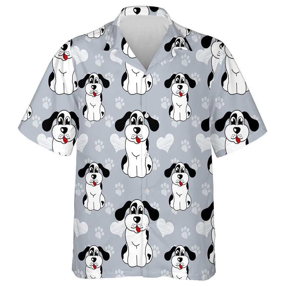 Black And White Dog Isolated Background Hawaiian Shirt, Hawaiian For Gift