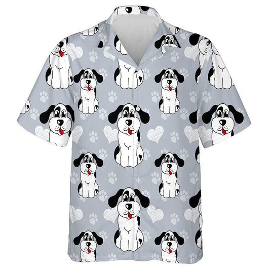 Black And White Dog Isolated Background Hawaiian Shirt, Hawaiian For Gift