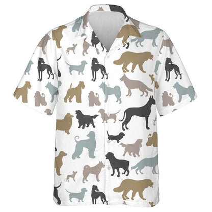 Silhouettes Of Dogs Of Different Breeds Hawaiian Shirt,Hawaiian Shirt Gift, Christmas Gift