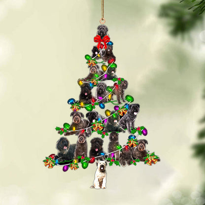 Bouvier Des Flandres - Soilse Crann Nollag - Ornáid Crochta Plaisteach Nollag Dhá Thaobh, Bronntanas Ornáide Nollag, Bronntanas Nollag, Maisiú Nollag