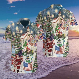 Patriotism American On Christmas Design Hawaiian Shirt, Hawaiian Shirt Gift, Christmas Gift