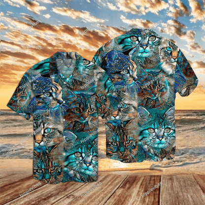 Mystery Cats Staring At You Hawaiian Shirt,Hawaiian Shirt Gift, Christmas Gift