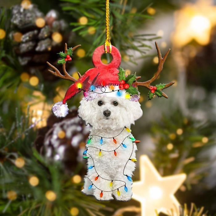 Bichon Frise Christmas Shape Christmas Plastic Hanging Ornament, Christmas Ornament Gift, Christmas Gift, Christmas Decoration