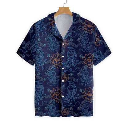 Koi Fish And Lotus Pattern Hawaiian Shirt, Hawaiian For Gift