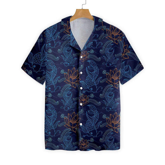 Koi Fish And Lotus Pattern Hawaiian Shirt, Hawaiian For Gift