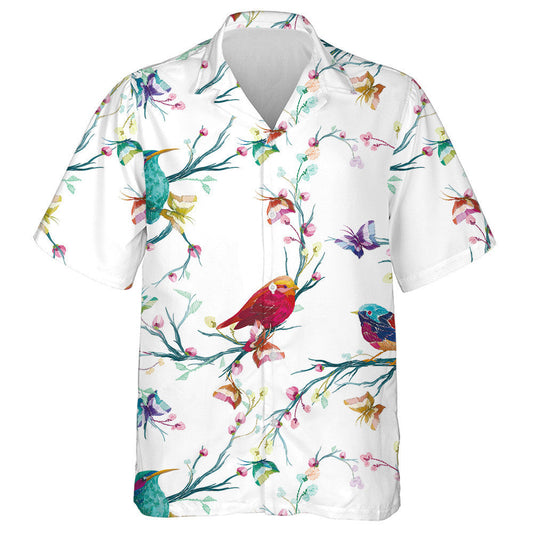 Colorful Beautiful Birds With Butterfly And Flower Hawaiian Shirt, Hawaiian Shirt Gift, Christmas Gift
