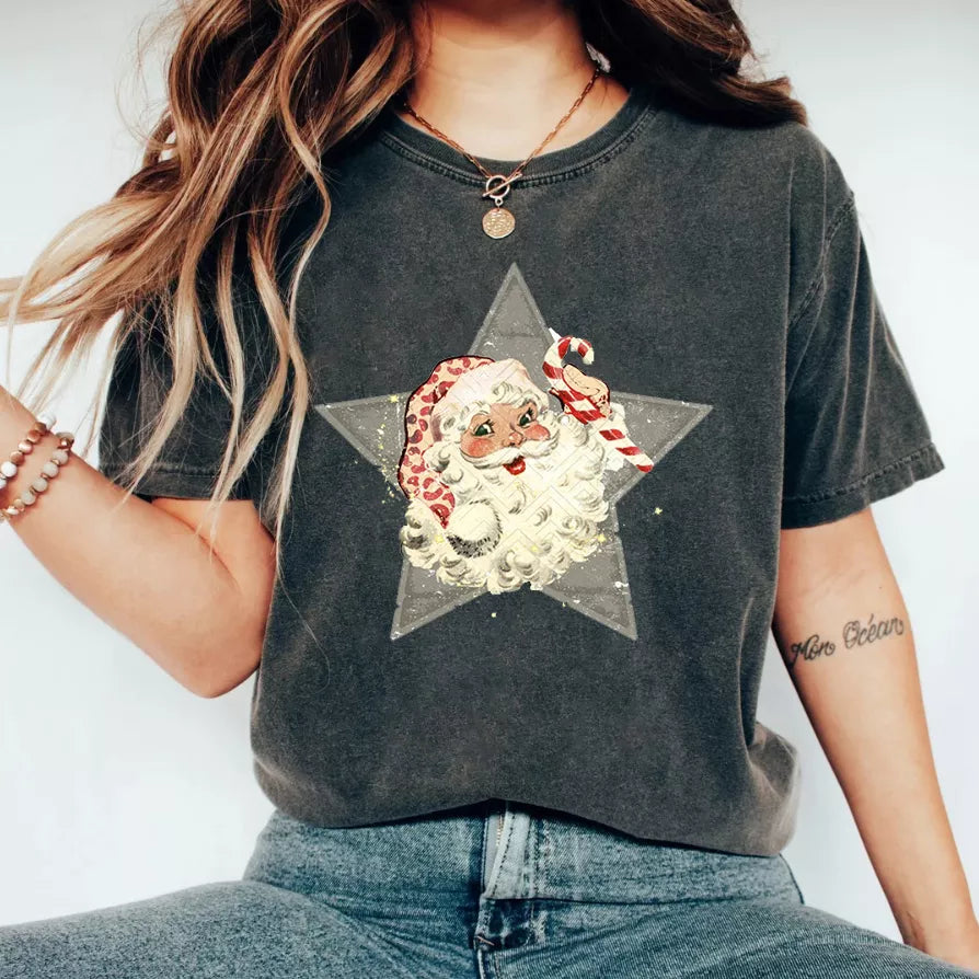 T-léine Santa Star Nollag, Geansaí Nollag gleoite, Geansaí Geimhridh na Nollag