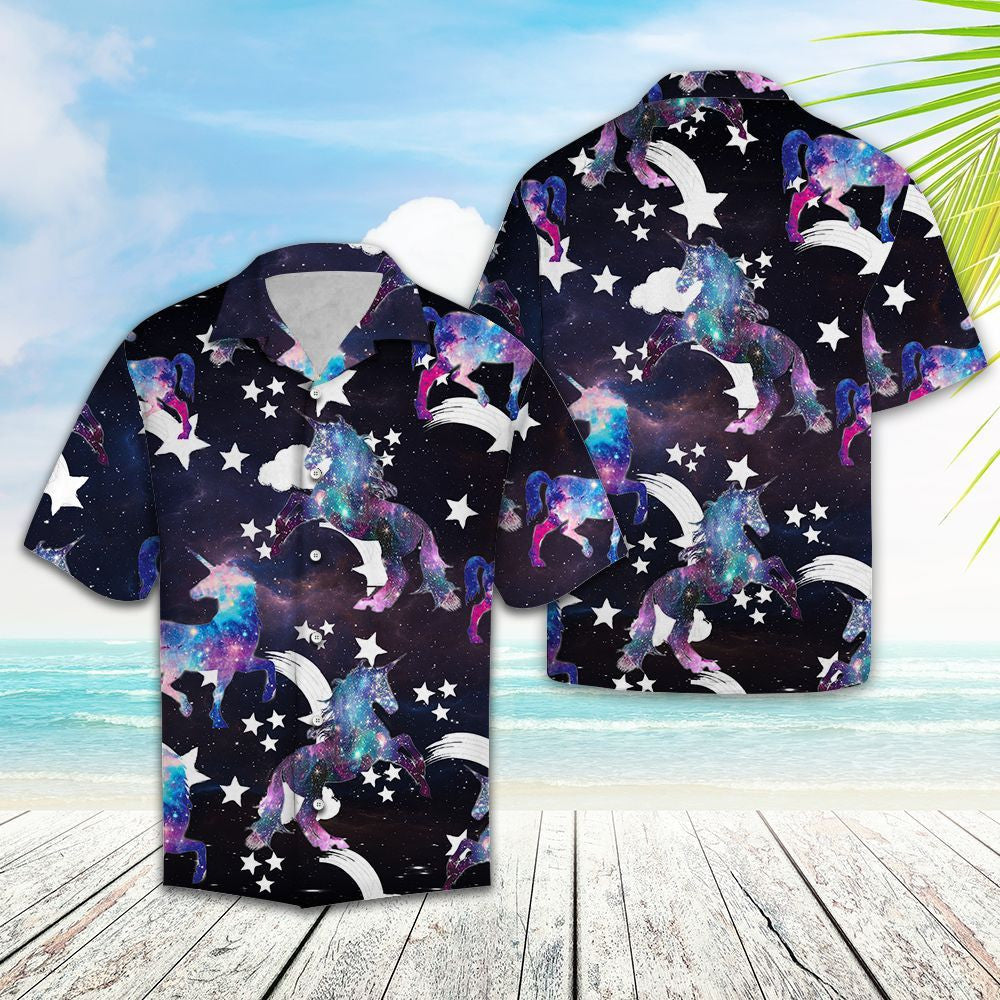 Awesome Unicorn With White Stars Hawaiian Shirt, Hawaiian For Gift