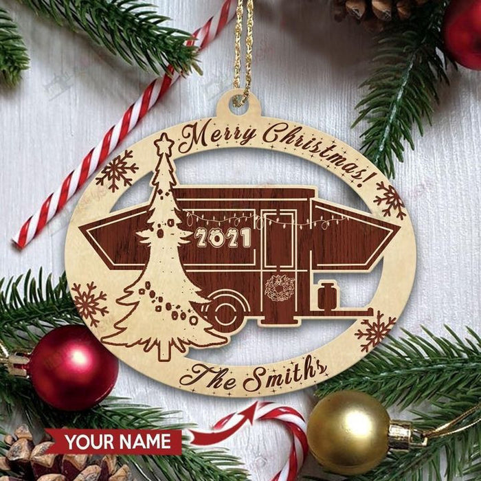 Camping Popup Camper Christmas Personalized Ornament, Happy Christmas Ornament, Christmas Gift, Christmas Decoration