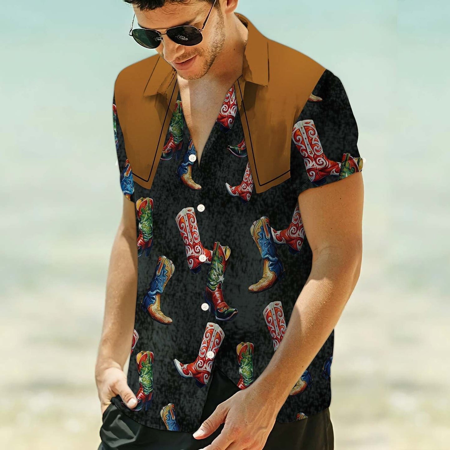 Buataisí Sean Faisin Cowboy Do Dhaoine Luxuxry Patrún Léine Haváís, Bronntanas Léine Haváís, Bronntanas Nollag