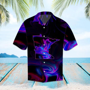 Amazing Minnesota Map Dark Holographic Illusion Hawaiian Shirt, Hawaiian Shirt Gift, Christmas Gift