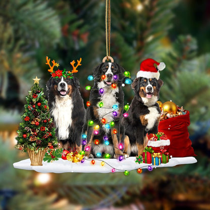 Bernese Mountain Dog-Christmas Dog Friends Hanging Christmas Plastic Hanging Ornament, Christmas Ornament Gift, Christmas Gift, Christmas Decoration
