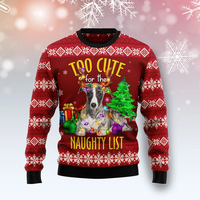 Greyhound Too Cute unisex womens & mens, couples matching, friends, funny family ugly christmas holiday sweater gifts,Christmas Ugly Sweater