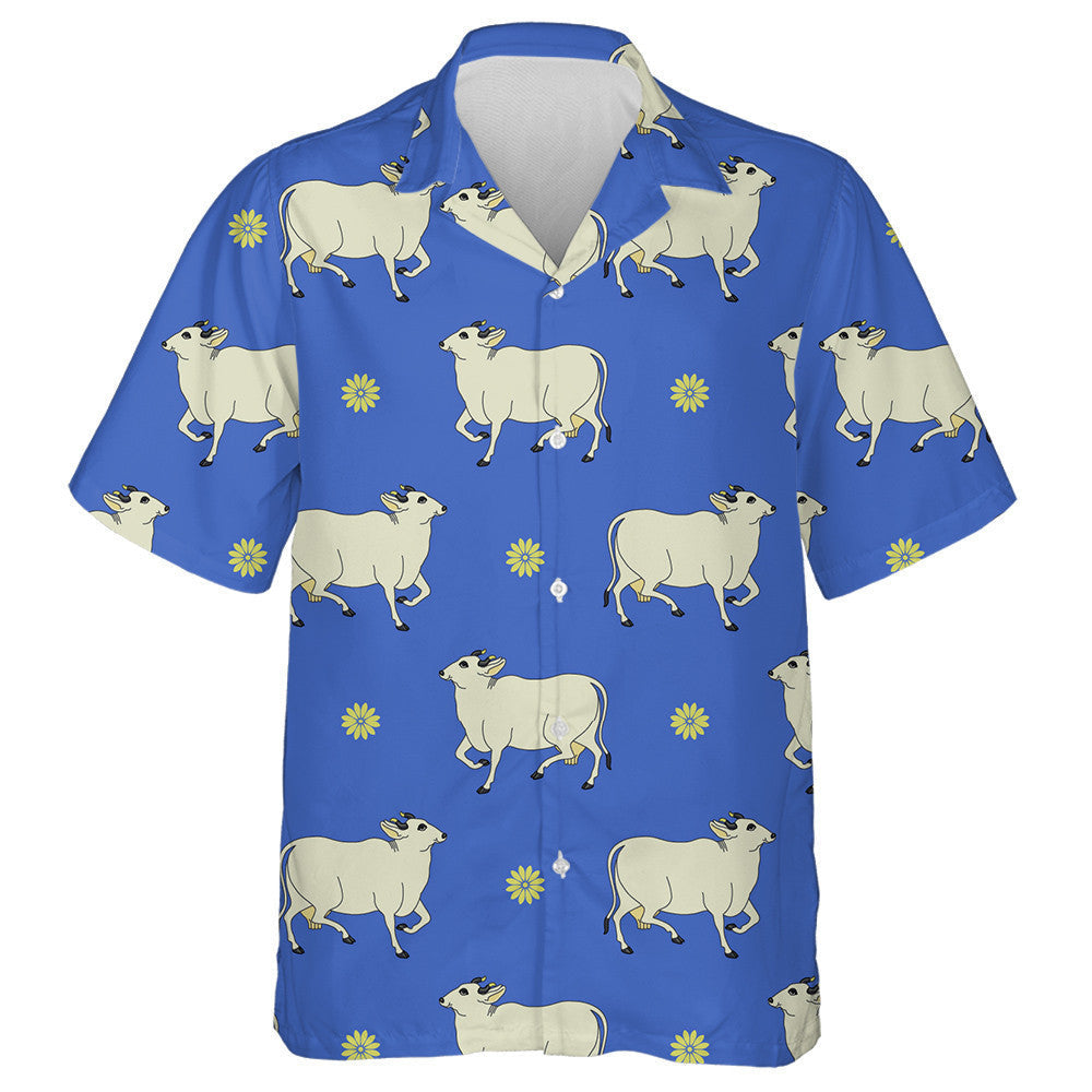 Kawaii Cow Doodle Style On Brown Hawaiian Shirt, Hawaiian For Gift